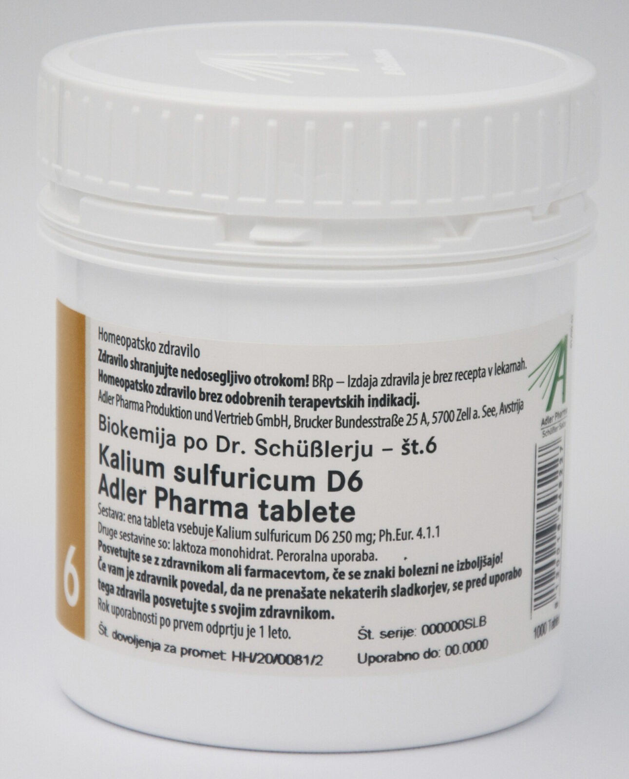 Schüsslerjeva sol št. 6 Kalium sulfuricum D6, 1000 tablet