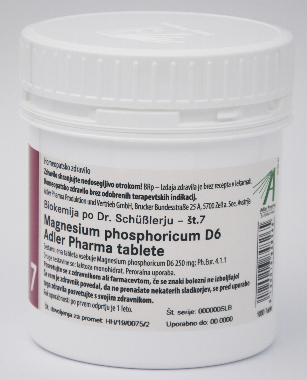 Schüsslerjeva sol št. 7 Magnesium phosphoricum D6, 1000 tablet