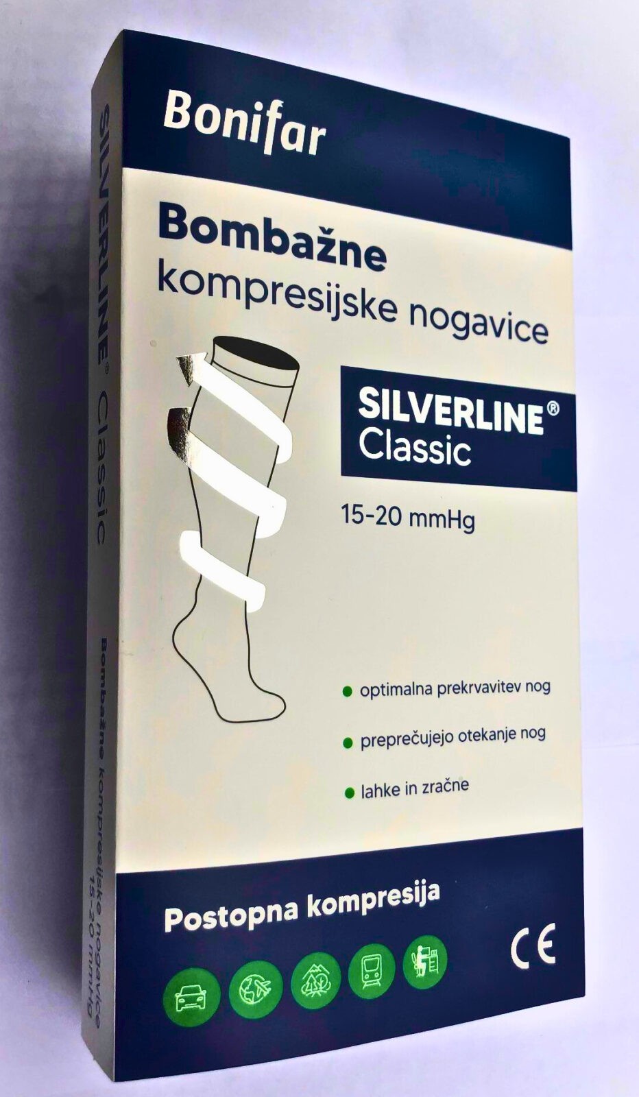 Silverline Classic Bombažne kompresijske nogavice črna – velikost L (41-43)