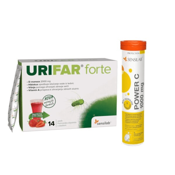 Sensilab Urifar Forte (14 vrečk) + Power C 1000 mg (20 šumečih tablet) GRATIS