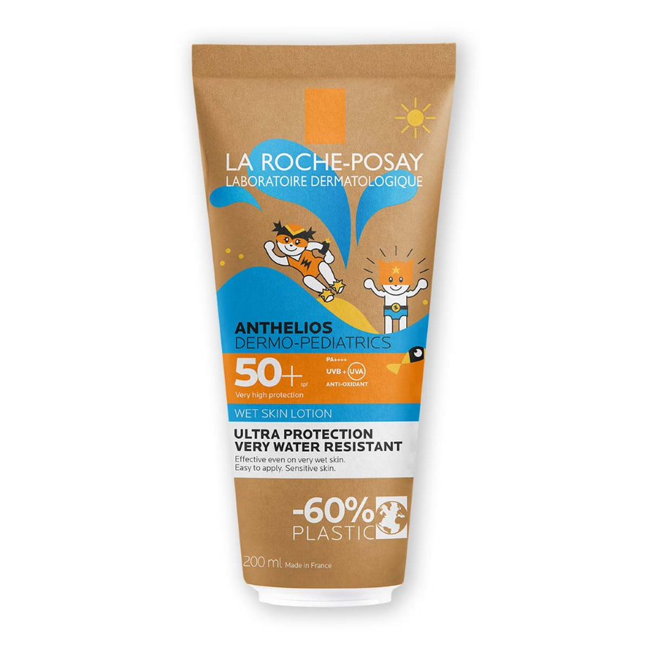 LRP Anthelios Wet Skin Losjon za zaščito pred soncem za mokro in suho kožo za otroke ZF50+, 200 ml