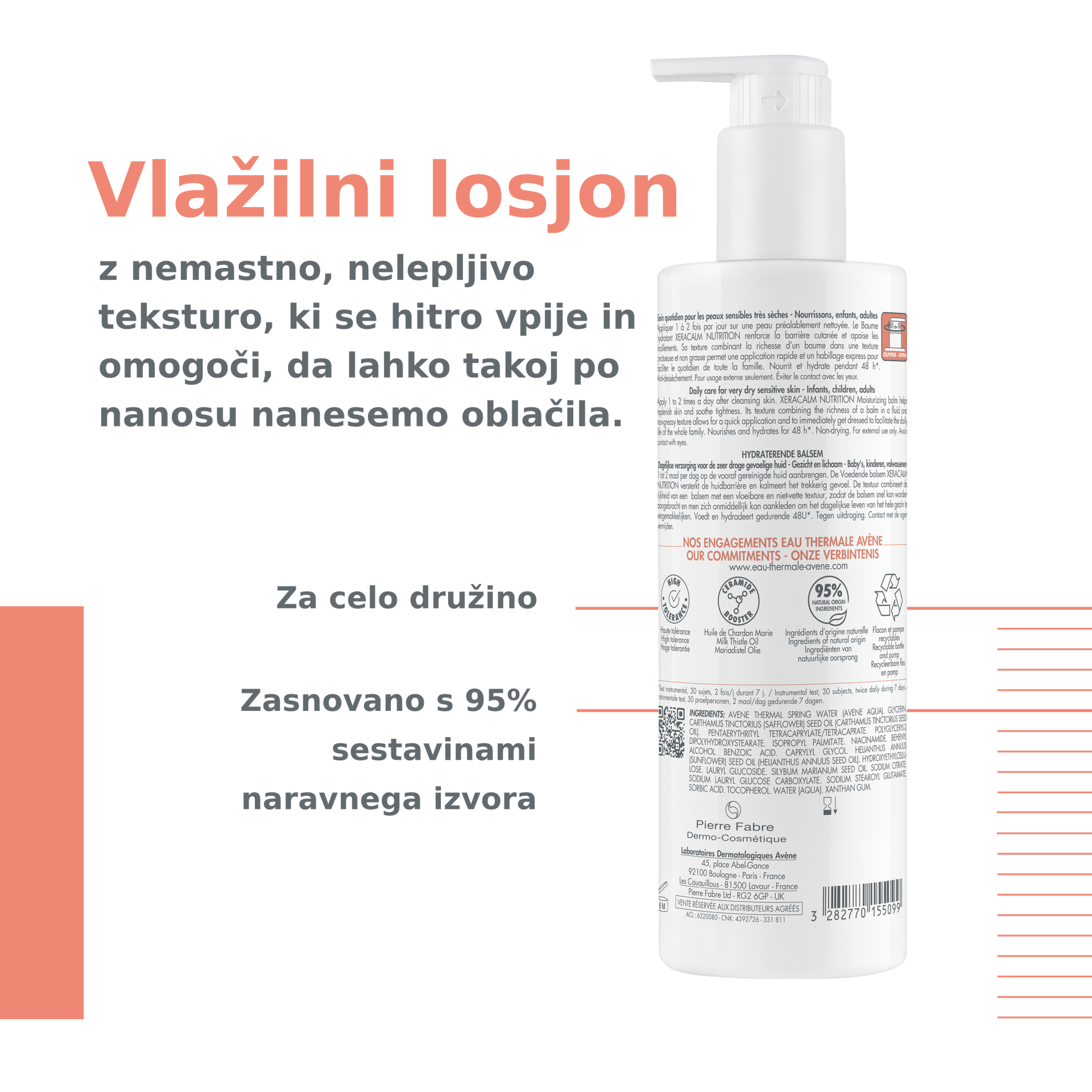 Avène XeraCalm Nutrition vlažilni losjon, 400 ml