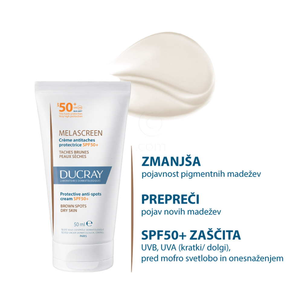 Ducray Melascreen zaščitna krema proti madežem ZF50+, 50 ml