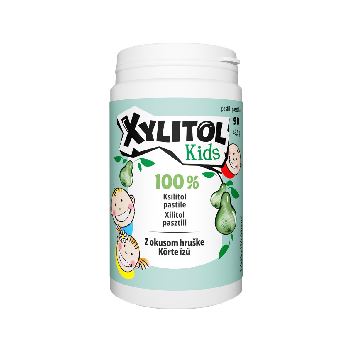 Vitabalans Xylitol Kids pastile z okusom hruške, 90 pastil