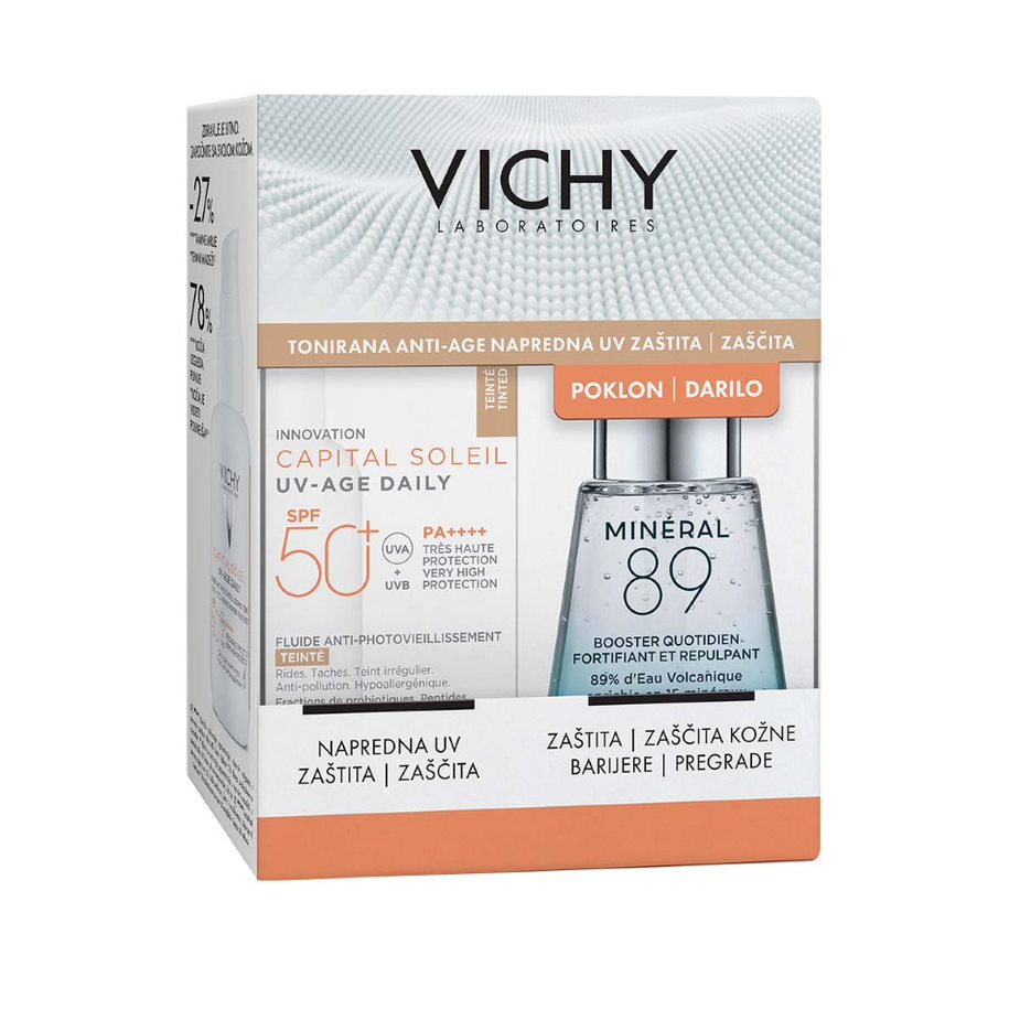 Vichy Capital Soleil UV-Age Tonirani dnevni fluid ZF50+ (40 ml) + DARILO Mineral 89 dnevni booster (30 ml)