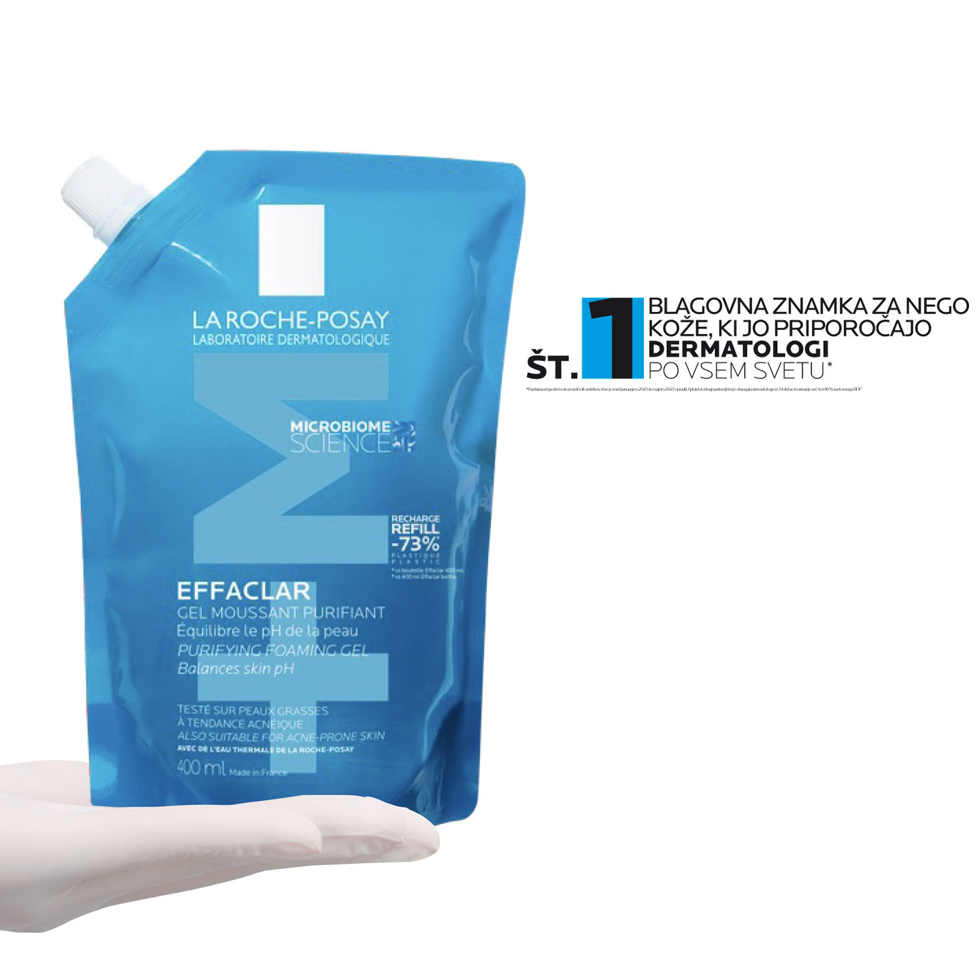 LRP Effaclar (+) M Peneči gel za čiščenje kože nagnjene k aknam – refill, 400 ml