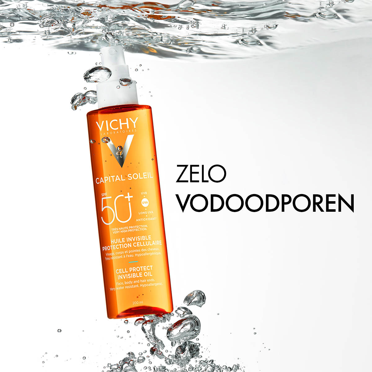 Vichy Capital Soleil Zaščitno olje za obraz, telo in konice las ZF 50+ pršilo, 200 ml
