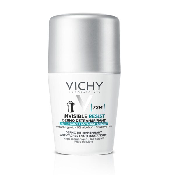 Vichy Deo Invisible Resist antitranspirant proti madežem in razdraženosti 72h roll-on, 50 ml
