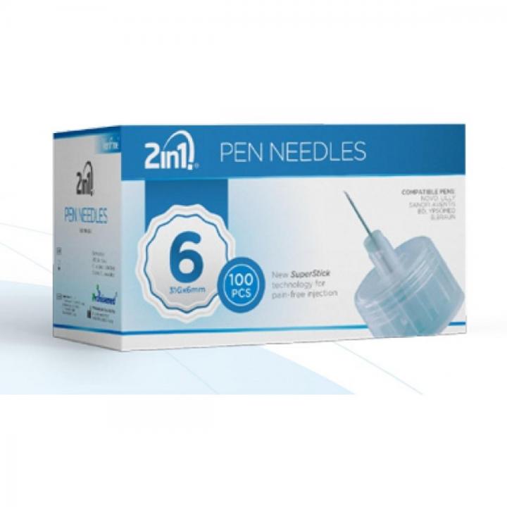 2in1 igle za inzulinske peresnike 31G (0,25×6 mm), 100 igel