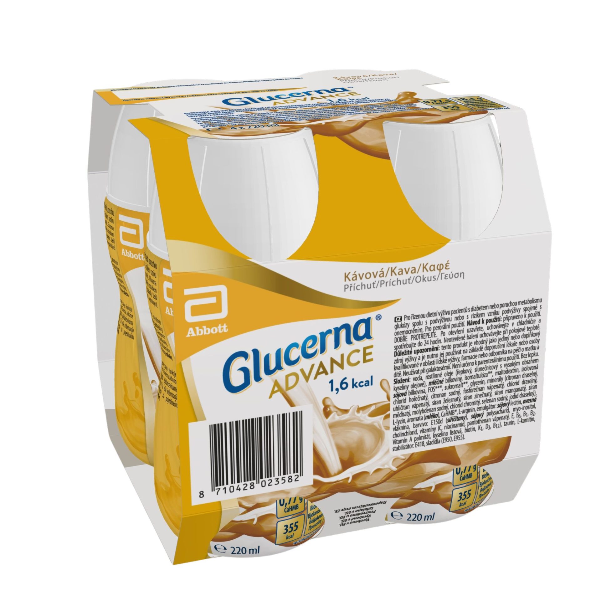Glucerna Advance 1,6 kcal okus kava, 4 x 220 ml