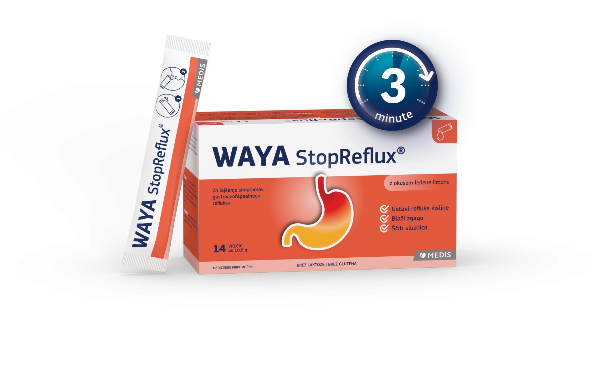 WAYA StopReflux tekoča peroralna suspenzija, 14 vrečic