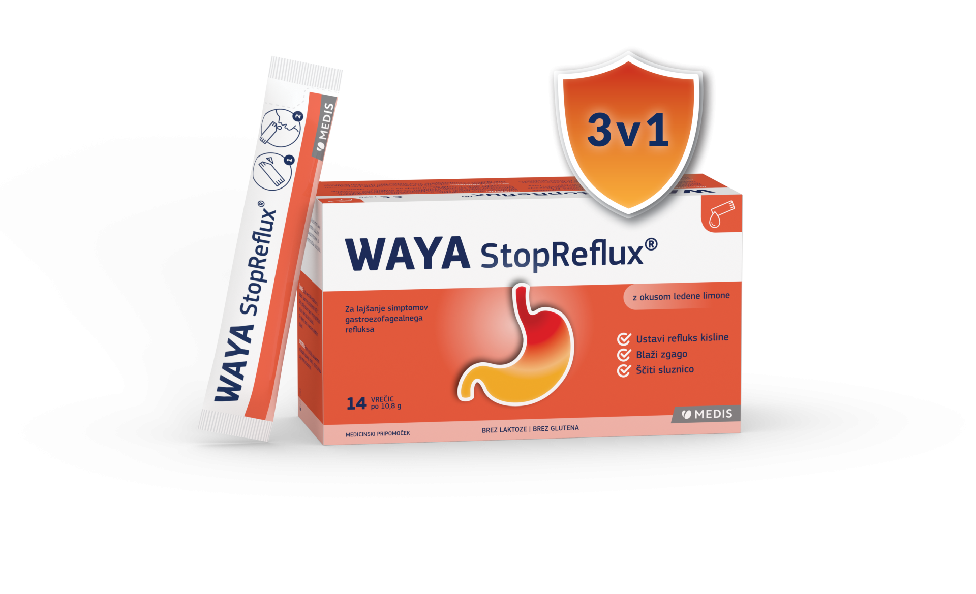 WAYA StopReflux tekoča peroralna suspenzija, 14 vrečic