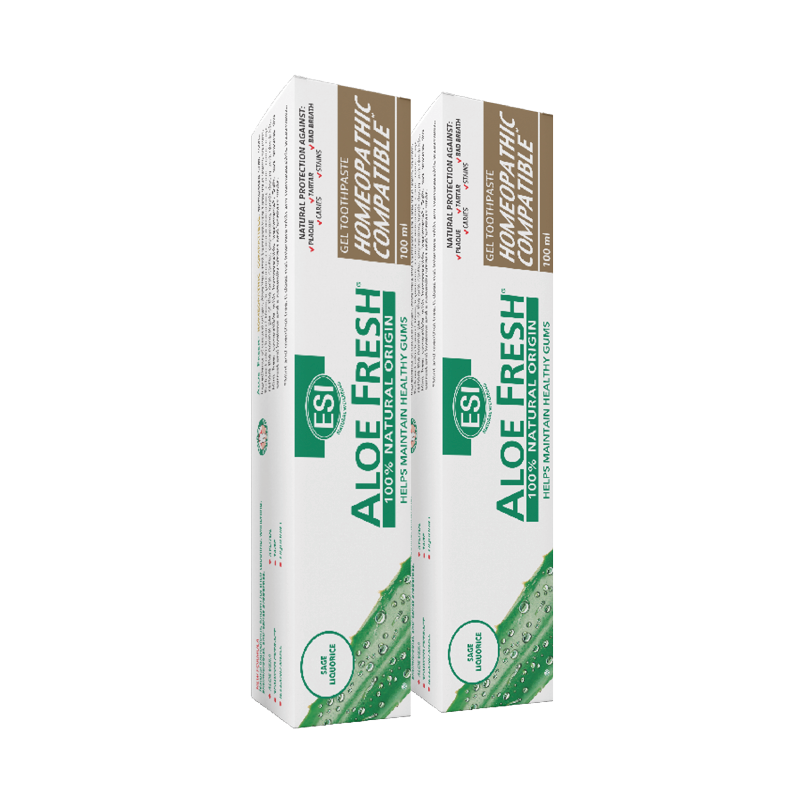 Esi Aloe Fresh homeopatska zobna pasta – paket (2 x 100 ml)