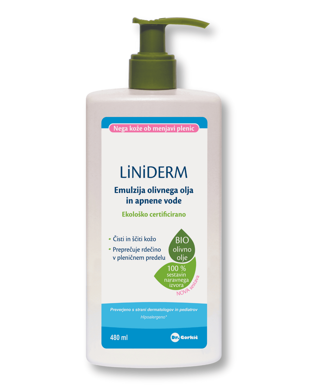 Liniderm emulzija olivnega olja in apnene vode, 480 ml