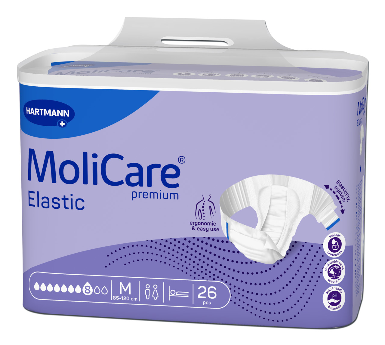 MoliCare Premium Elastic predloge 8 kapljic – velikost Medium, 26 hlačnih predlog