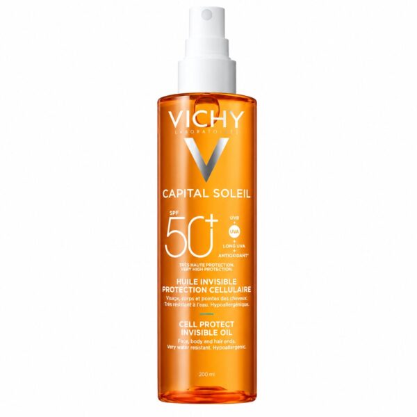 Vichy Capital Soleil Zaščitno olje za obraz, telo in konice las ZF 50+ pršilo, 200 ml