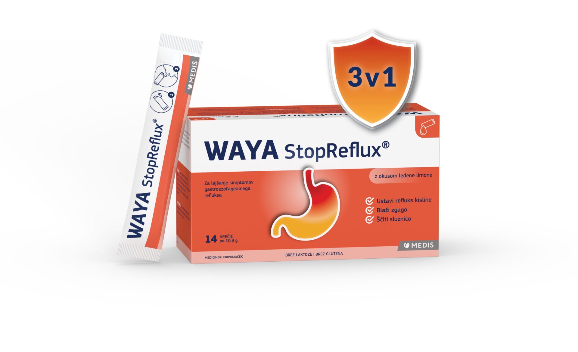 WAYA StopReflux tekoča peroralna suspenzija, 14 vrečk