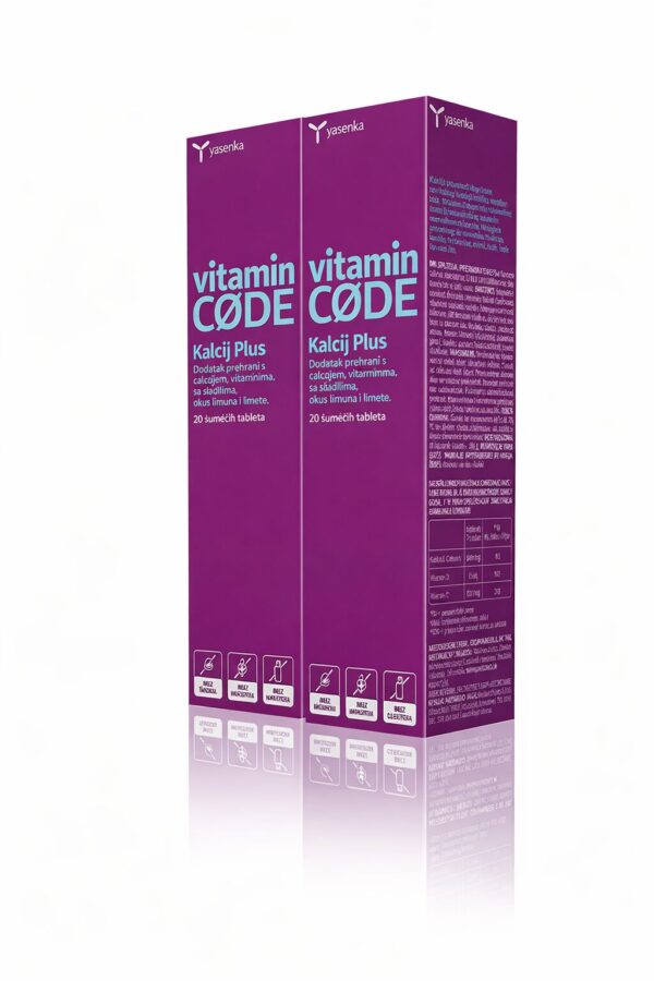 Yasenka Vitamin Code Kalcij Plus šumeče tablete, 2 x 20 tablet