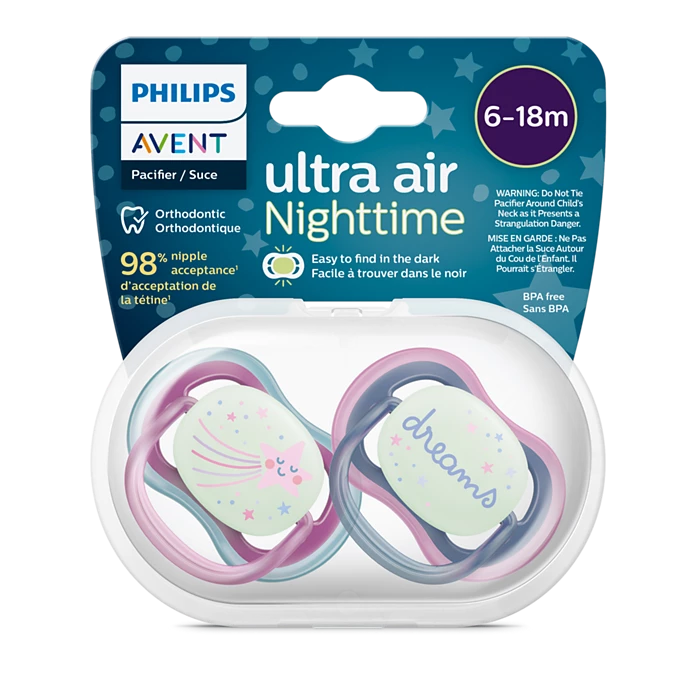 Philips Avent ultra air duda (6 -18 mesecev) nočna, 2 dudi