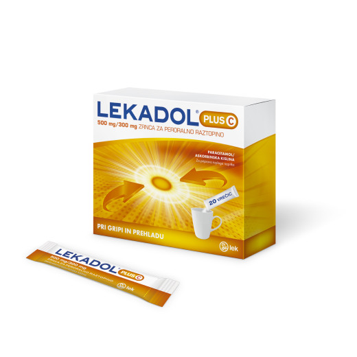 Lekadol Plus C 500 mg/300 mg, 20 vrečk