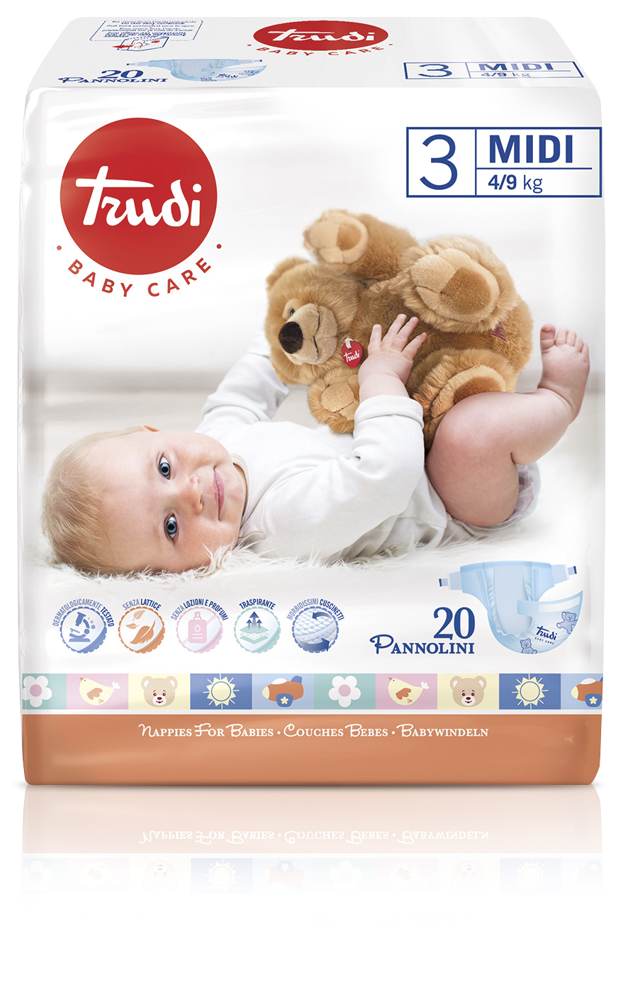 Trudi Baby Care plenice Midi (4-9 kg), 20 plenic