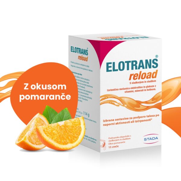 Elotrans Reload – izotonična mešanica elektrolitov, 15 vrečic