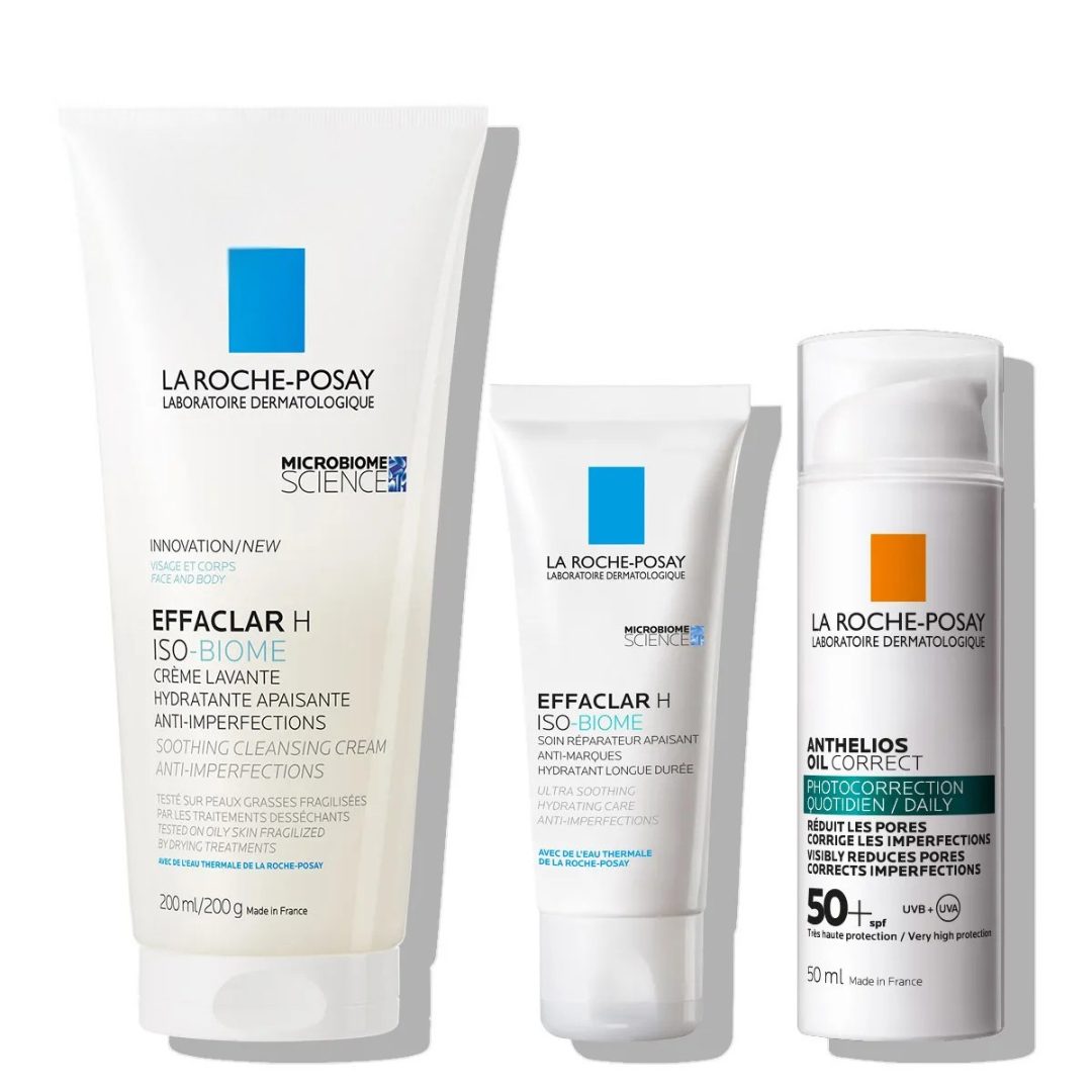 LRP Effaclar Soothing protokol za kožo z nepravilnostmi, izsušeno s tretmaji (nega in zaščita pred soncem) – tri kreme (40 ml + 200 ml + 50 ml)