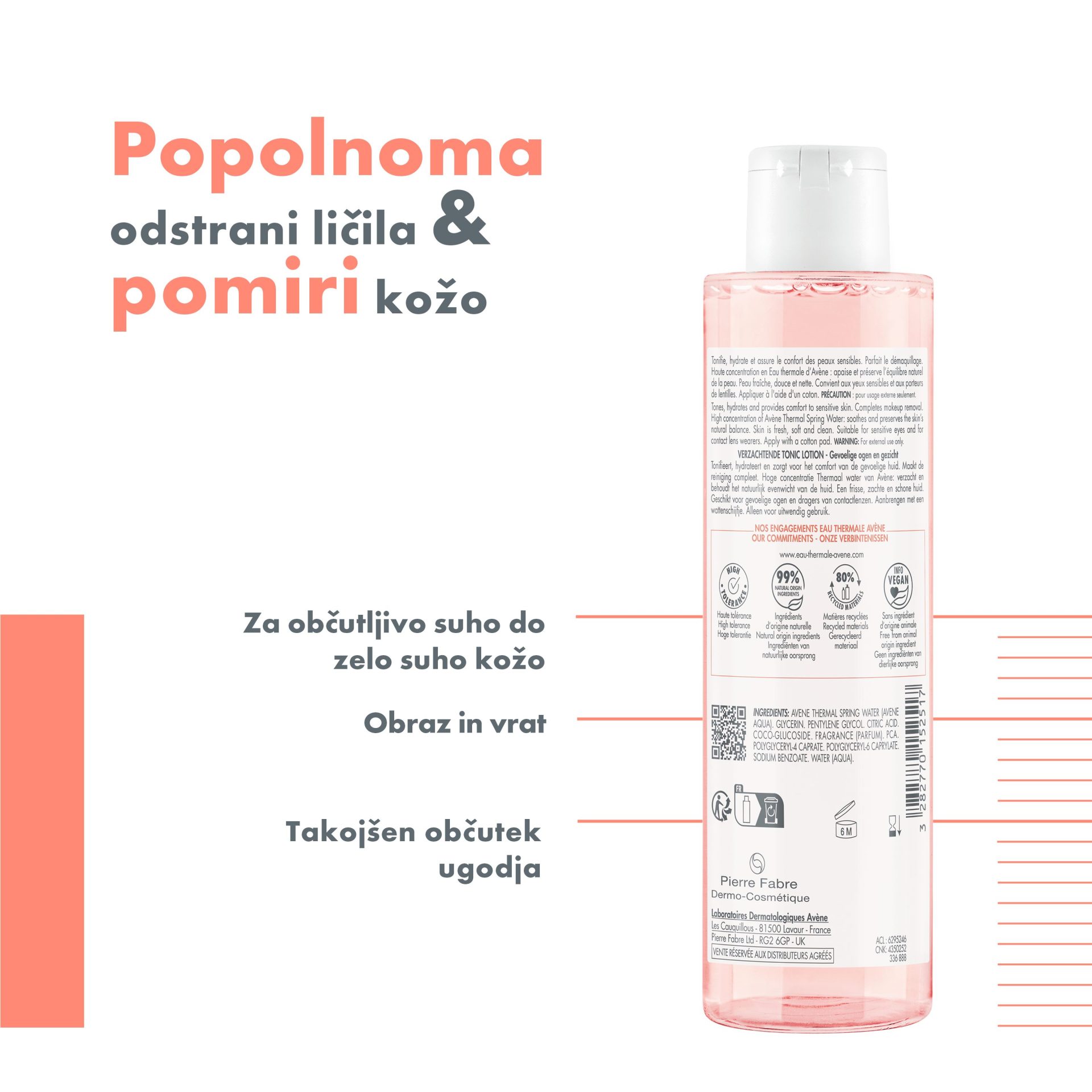 Avène Pomirjujoči tonizirajoči losjon, 200 ml