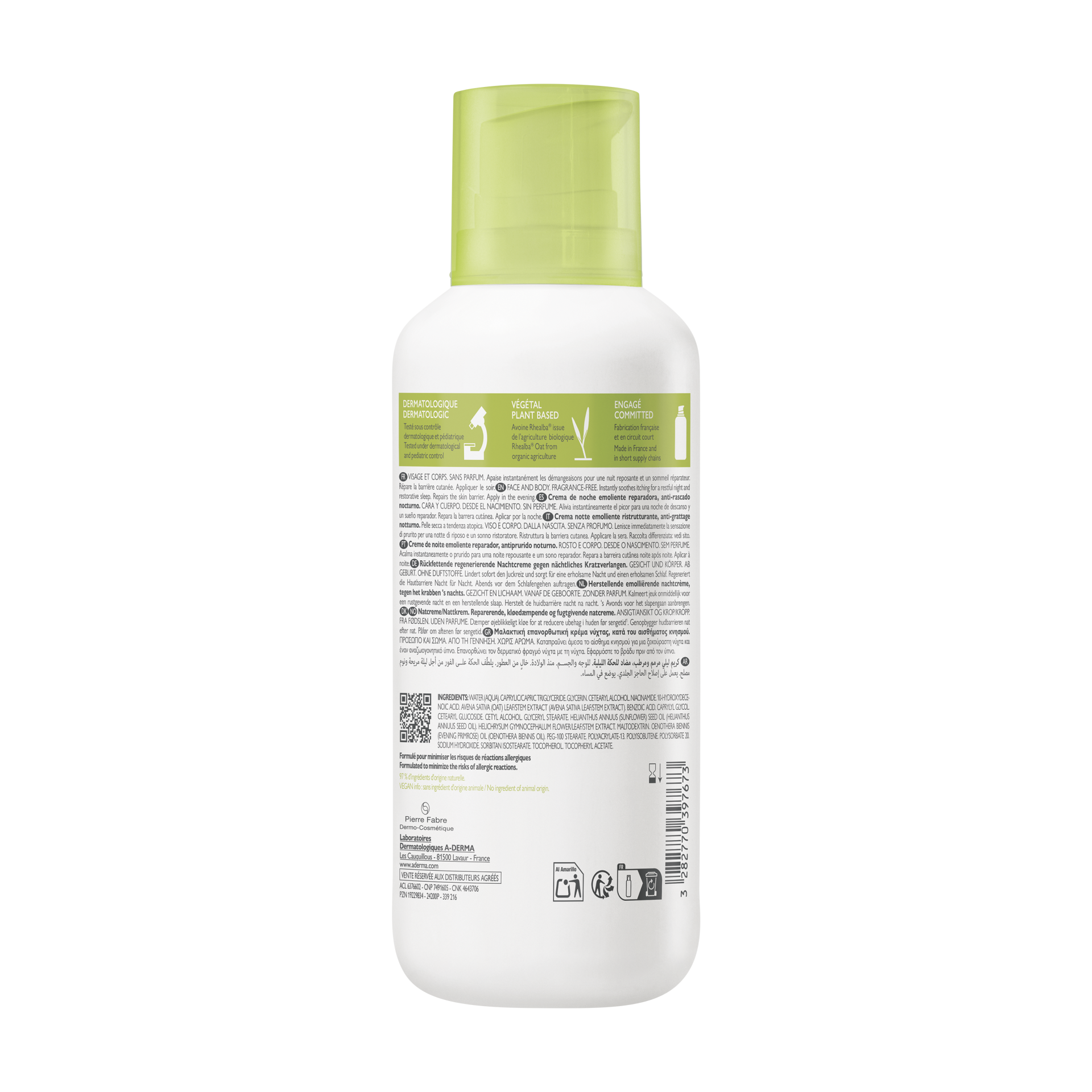 A-Derma Exomega Control obnavljajoča emolientna nočna krema, 400 ml