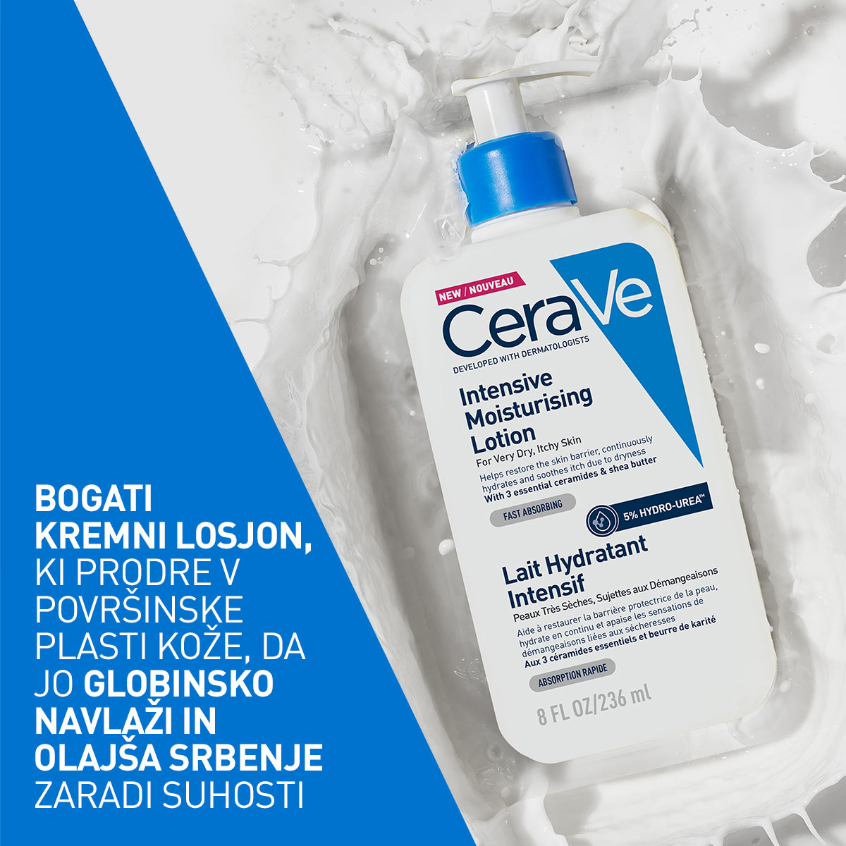 CeraVe Intenzivni vlažilni losjon za suho in zelo suho kožo s hydro-ureo, 236 ml