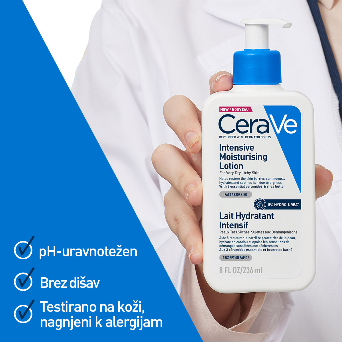 CeraVe Intenzivni vlažilni losjon za suho in zelo suho kožo s hydro-ureo, 236 ml