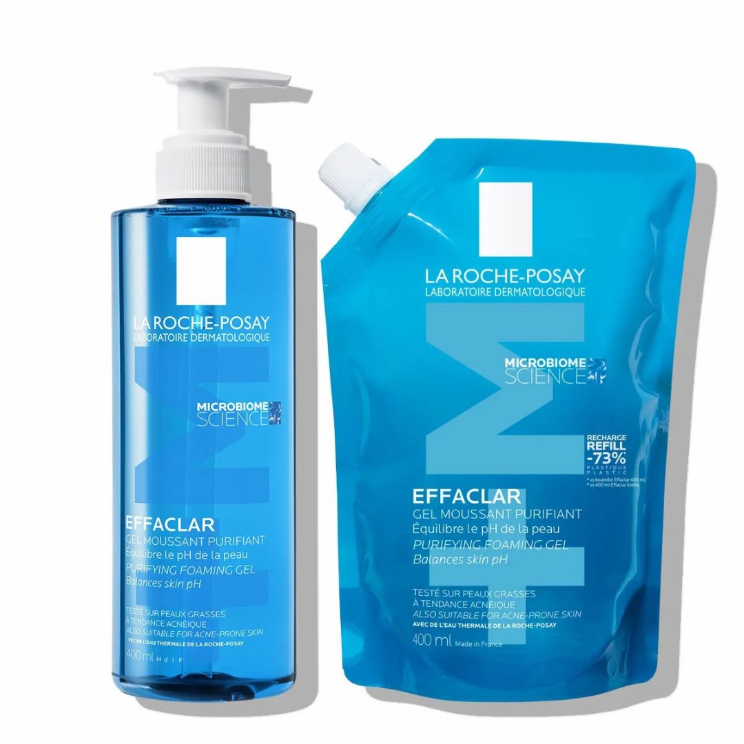 LRP Effaclar protokol za kožo nagnjeno k aknam in nepravilnostim (čiščenje) – peneči gel in eko polnilo (2 x 400 ml)