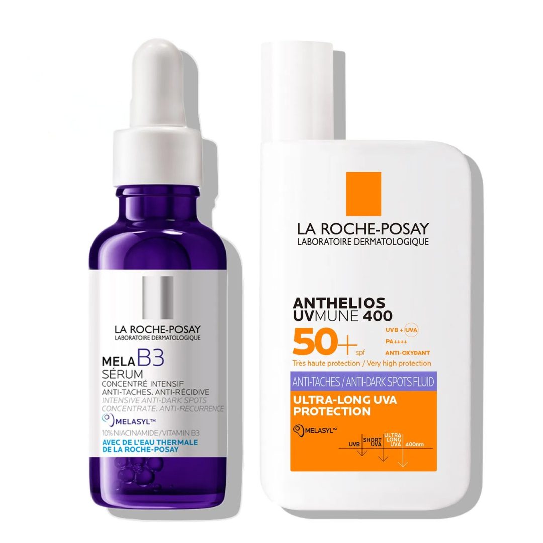 LRP Anti-Age protokol proti hiperpigmentacijskim madežem z Melasyl – Mela B3 serum in UVMune proti temnim madežem ZF50+ (30 ml + 50 ml)