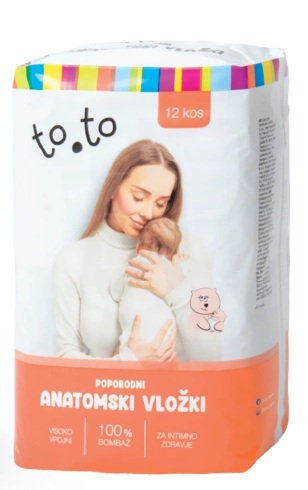 to.to anatomsko oblikovani vložki za po porodu, 12 vložkov