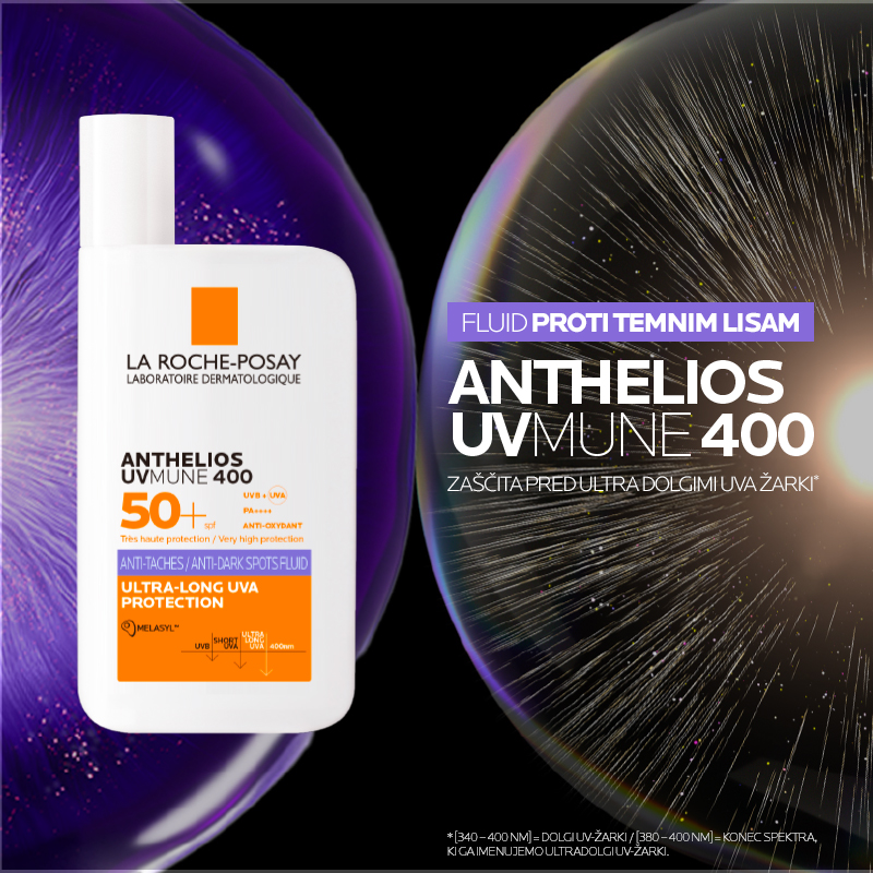 LRP Anthelios UVMune 400 Fluid za zaščito pred soncem proti temnim madežem ZF50+, 50 ml