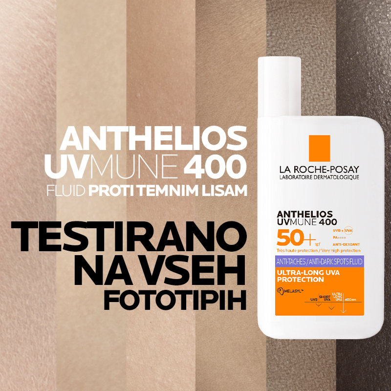 LRP Anthelios UVMune 400 Fluid za zaščito pred soncem proti temnim madežem ZF50+, 50 ml