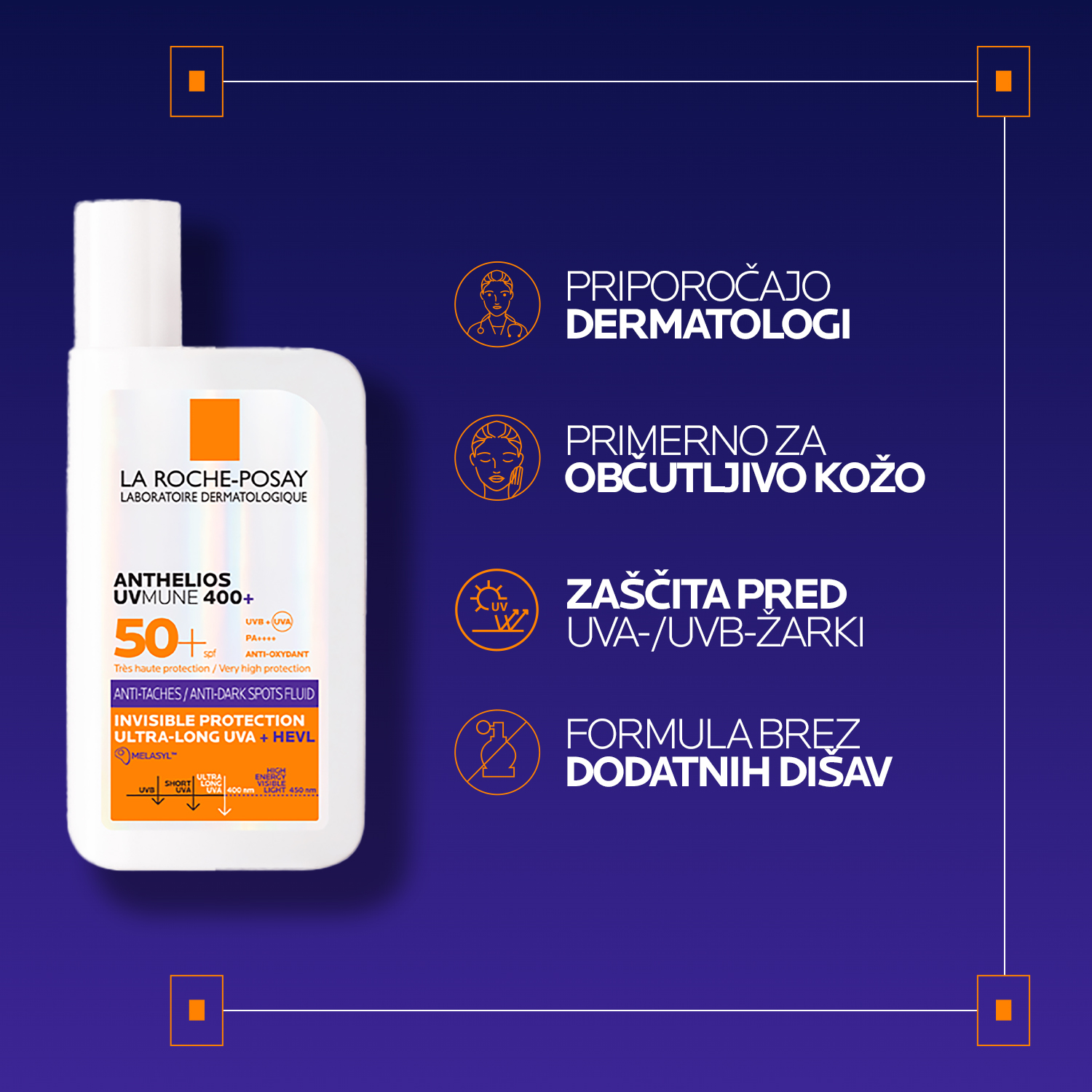 Anthelios UVMune 400 fluid proti temnim madežem ZF 50+ – La Roche-Posay, 50 ml