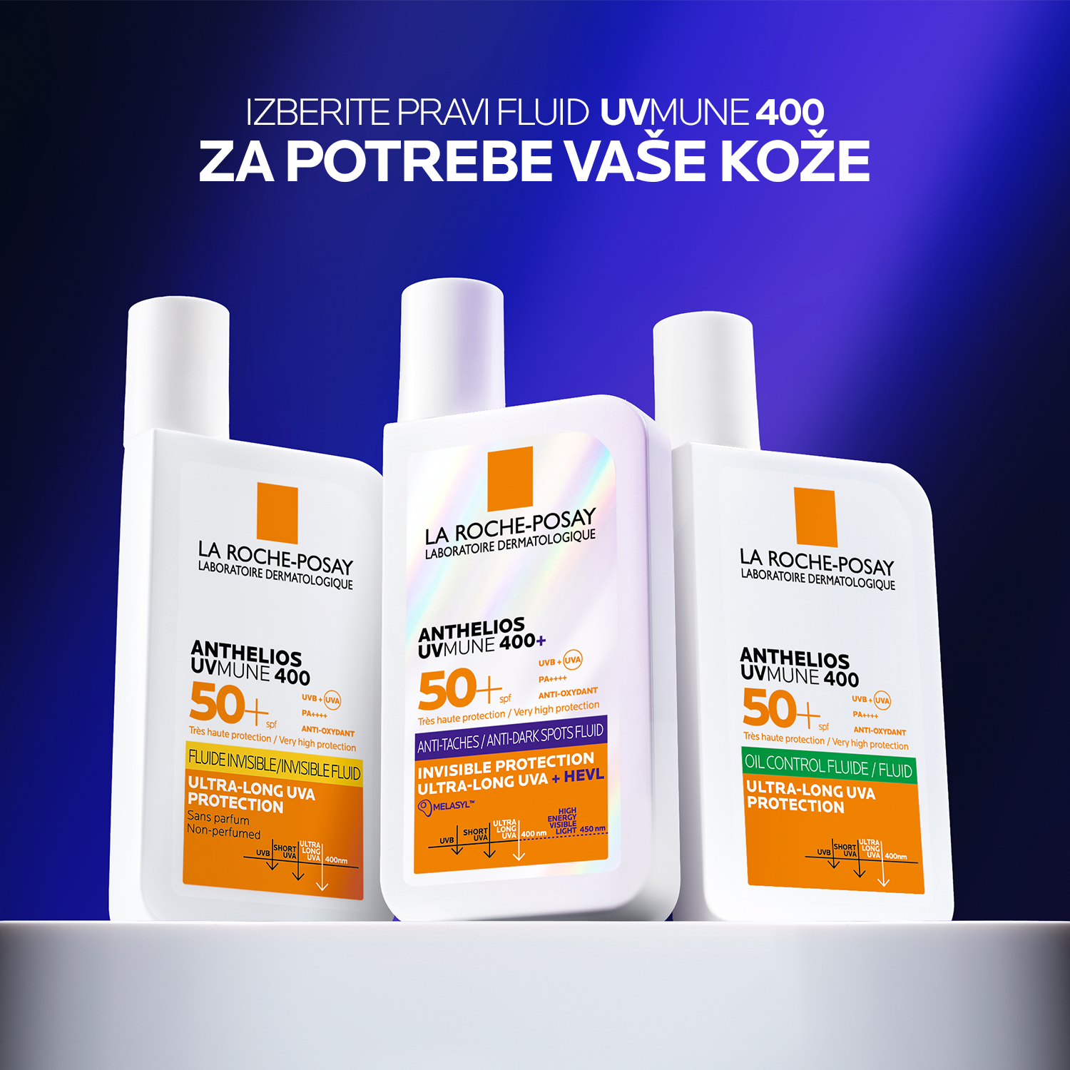 Anthelios UVMune 400 fluid proti temnim madežem ZF 50+ – La Roche-Posay, 50 ml