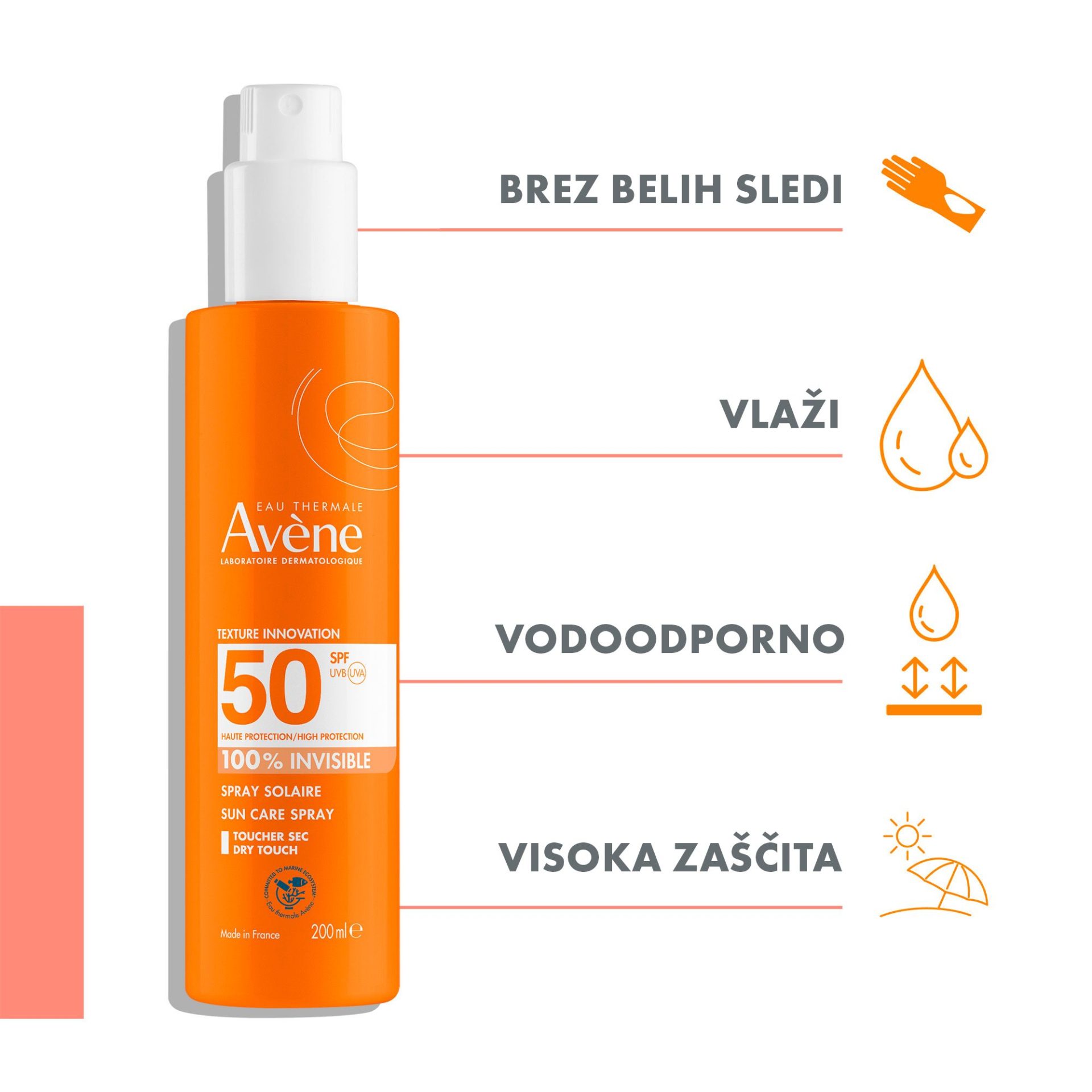 Avène Sun visoka zaščita pred soncem pršilo ZF50, 200 ml