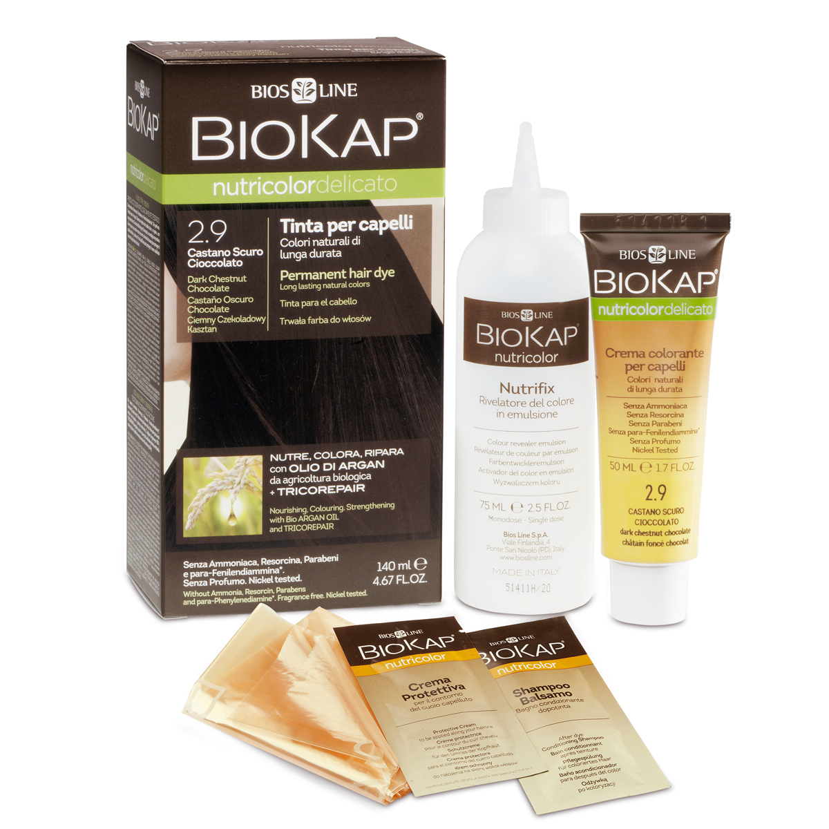 BioKap Nutricolor Delicato 5.8 barva za lase – svetlo kakavovo kostanjeva, 140 ml