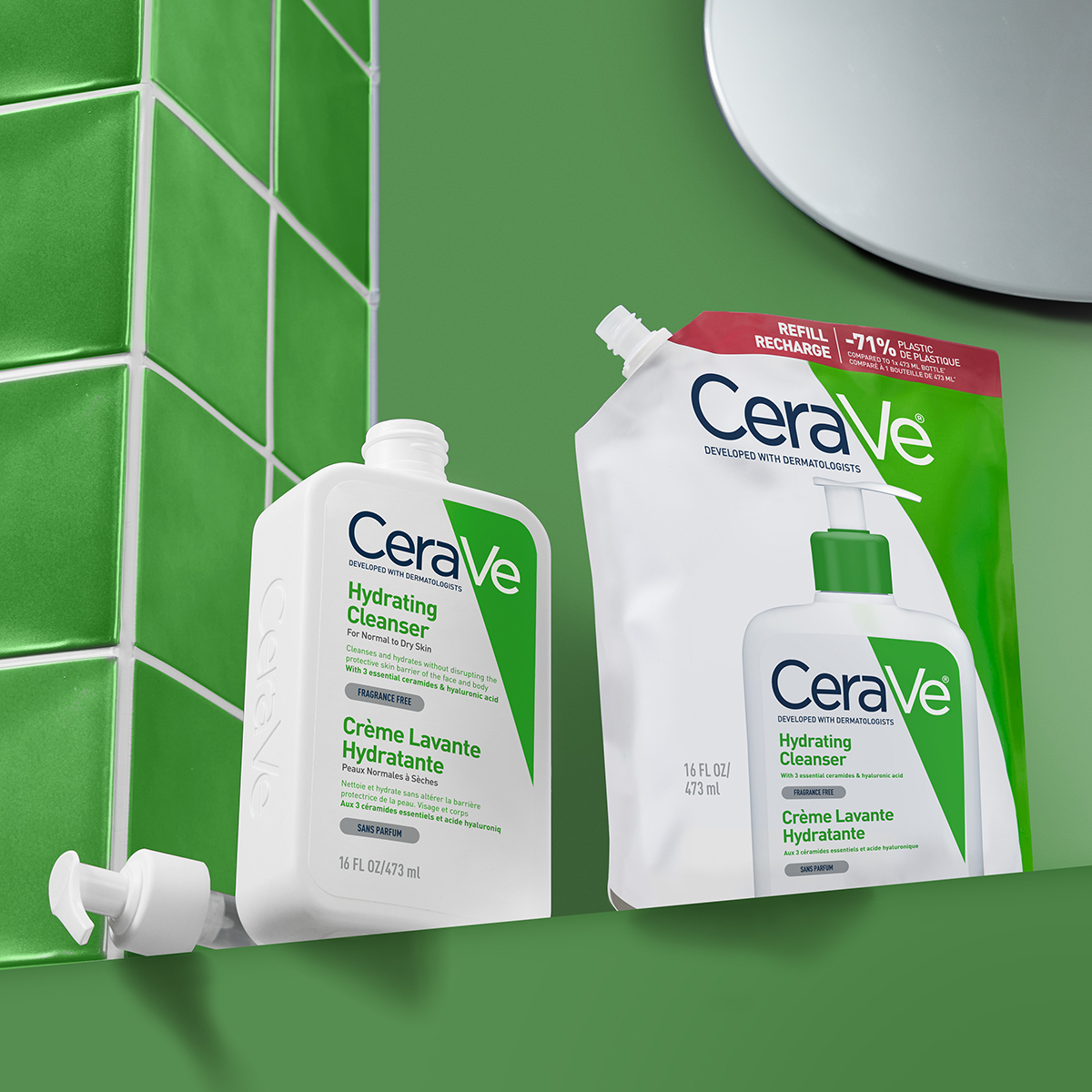 CeraVe Vlažilna čistilna emulzija za normalno do suho kožo – refill, 473 ml