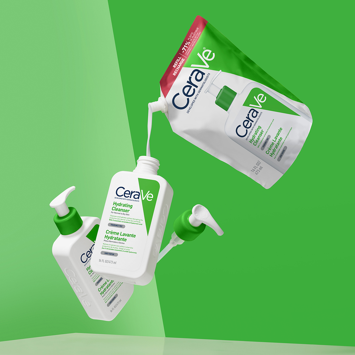 CeraVe Vlažilna čistilna emulzija za normalno do suho kožo – refill, 473 ml