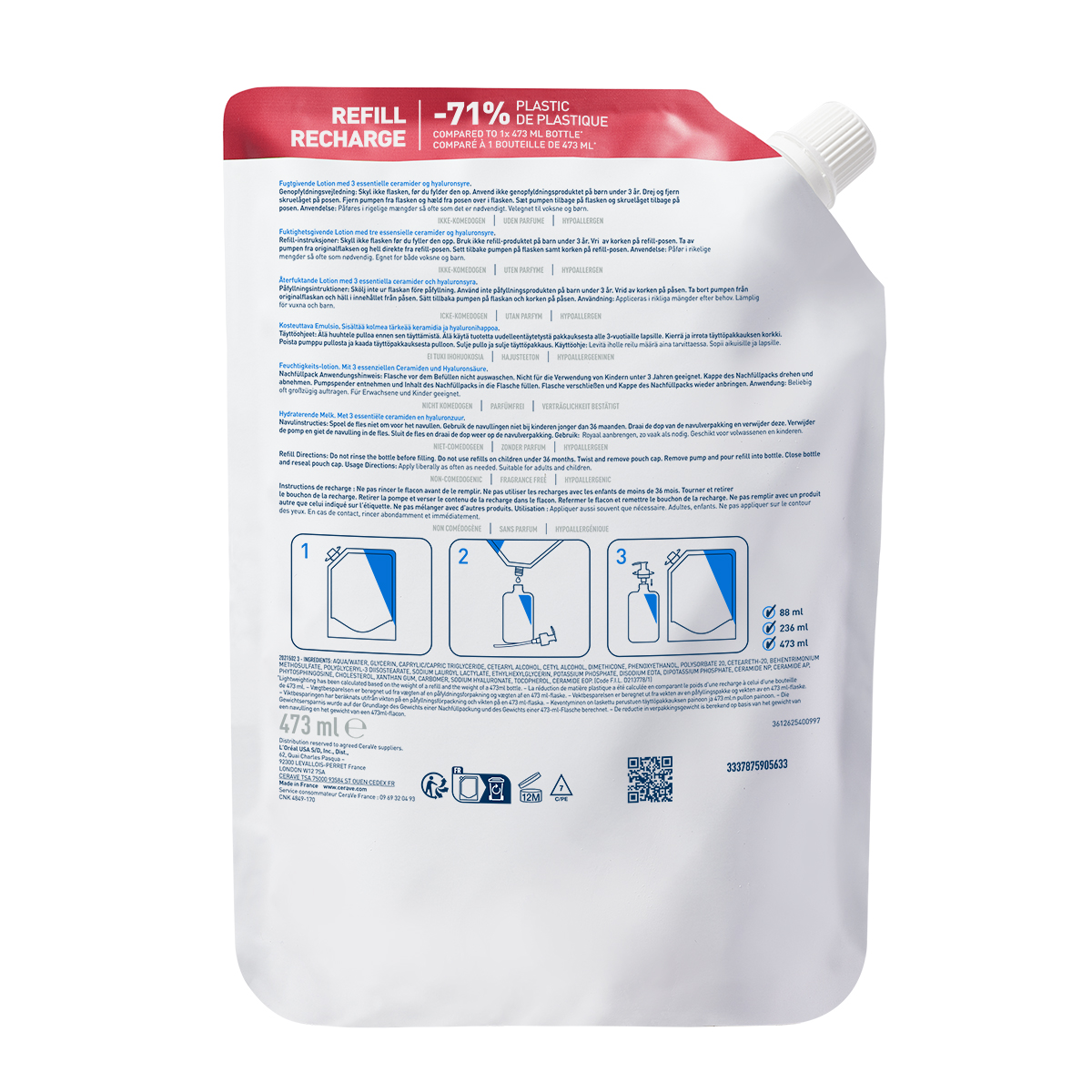 CeraVe Vlažilni losjon za suho do zelo suho kožo – refill, 473 ml
