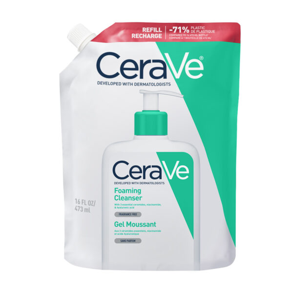CeraVe Peneči čistilni gel za normalno do mastno kožo – refill, 473 ml