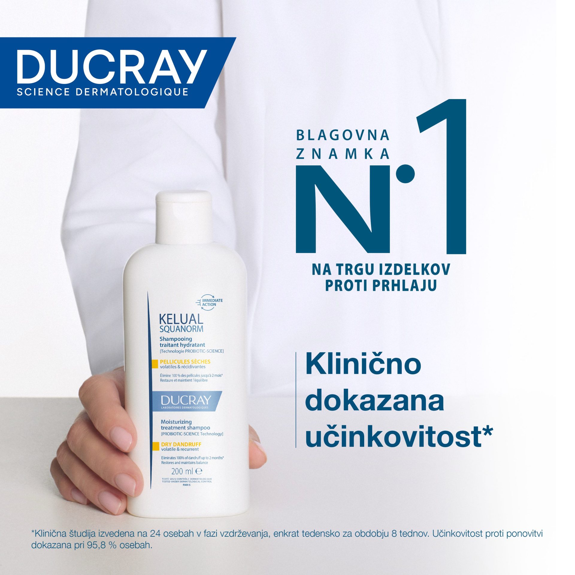 Ducray Kelual Squanorm vlažilni tretma šampon – suhi prhljaj, 200 ml