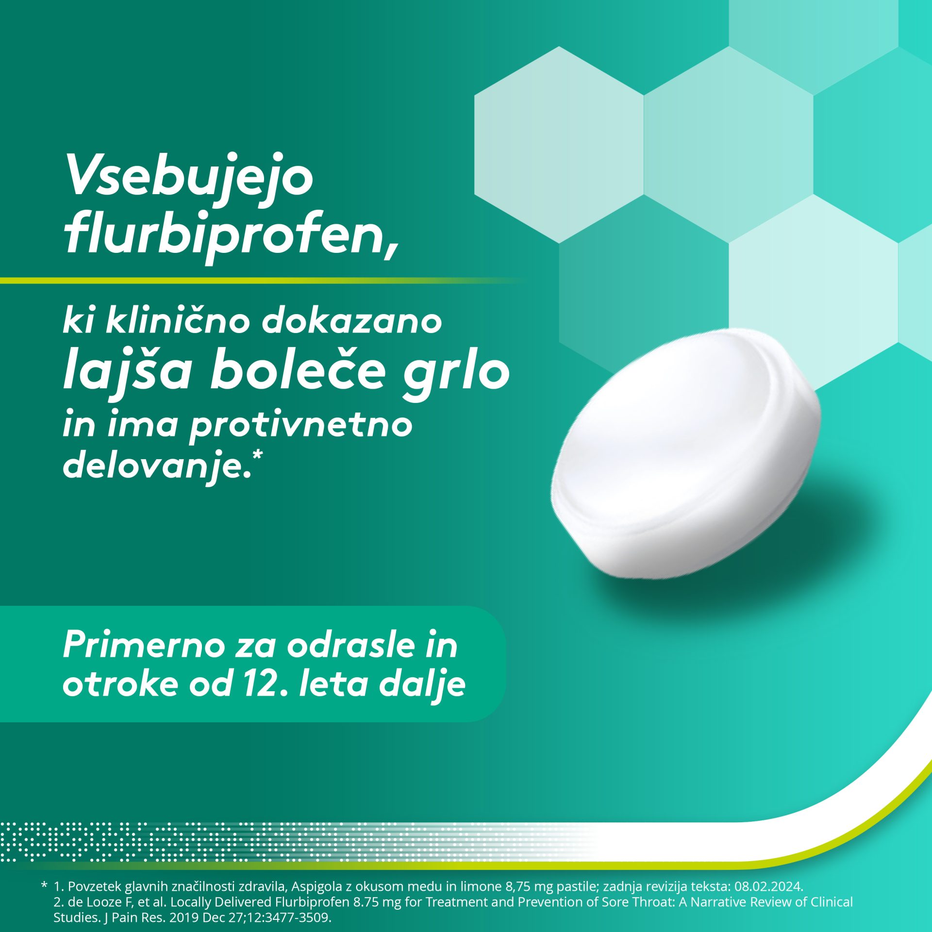 Aspigola 8,75 mg pastile z okusom medu in limone, 16 pastil