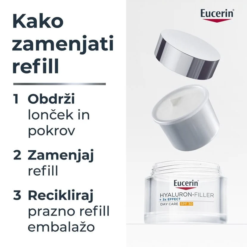 Eucerin Hyaluron-Filler dnevna krema ZF30 za vse tipe kože s trojnim učinkom – refill, 50 ml