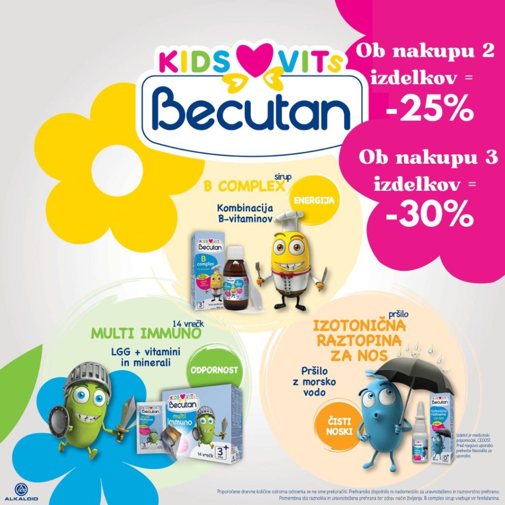 Akcija: Becutan kids vits ob nakupu 2 = -25%, ob nakupu 3 = -30%