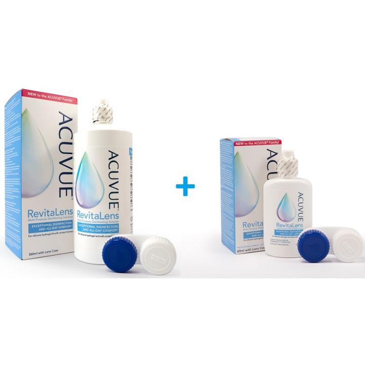 Acuvue RevitaLens Večnamenska razkuževalna raztopina za mehke kontaktne leče, 360 ml + 60 ml