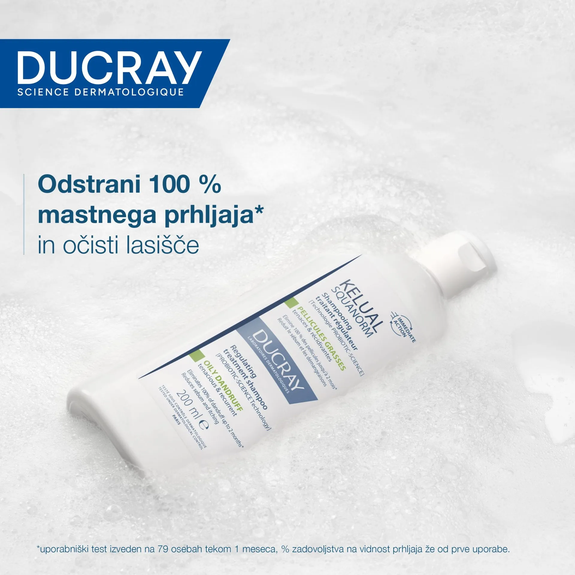 Ducray Kelual Squanorm regulirajoči tretma šampon – mastni prhljaj, 400 ml